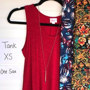 XS red Lularoe Tank OS Leggings balloons floral beach summer BRAND NEW NWT women